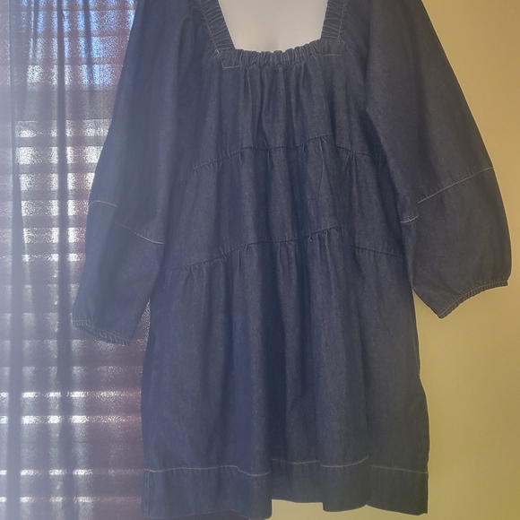 Free People Dark Blue Denim Lou Jean Mini Dress - Picture 8 of 9